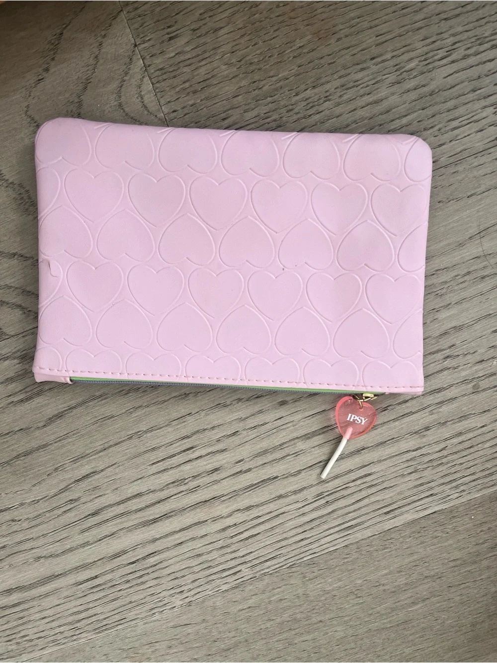 ipsy Pink Heart Embossed Cosmetic Bag